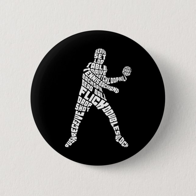 Tischtennis Typografie Ping Pong Button (Vorderseite)
