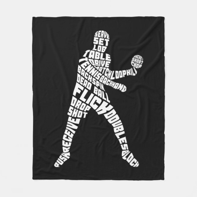 Tischtennis Typografie Ping Pong Fleecedecke (Vorderseite)