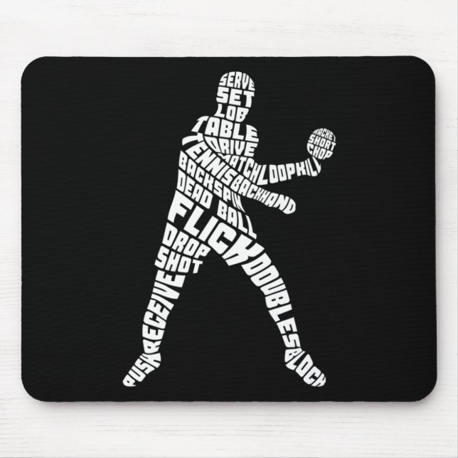 Tischtennis Typografie Ping Pong Mousepad (Vorne)