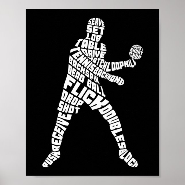 Tischtennis Typografie Ping Pong Poster (Vorne)
