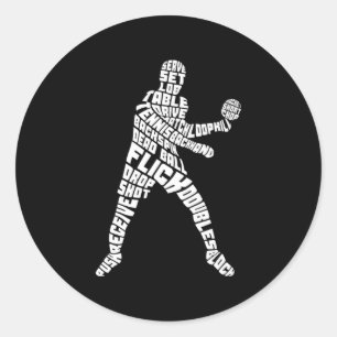 Tischtennis Typografie Ping Pong Runder Aufkleber