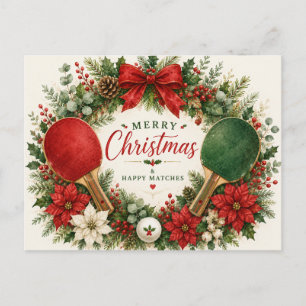 Tischtennis Weihnachtsthema Postkarte