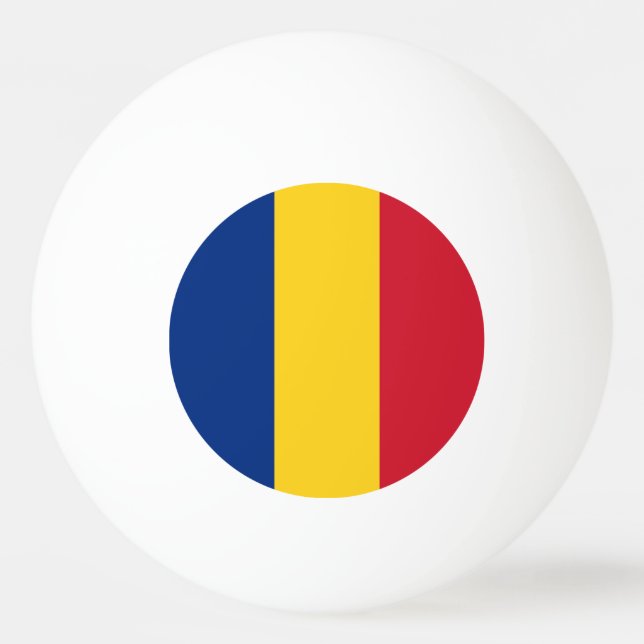 Tischtennisball mit Flagge Rumäniens (Rückseite)