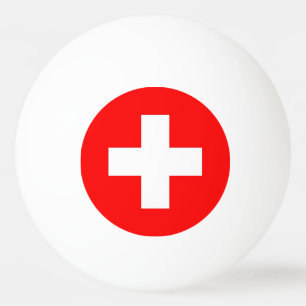 Tischtennisball mit Schweizer Flagge