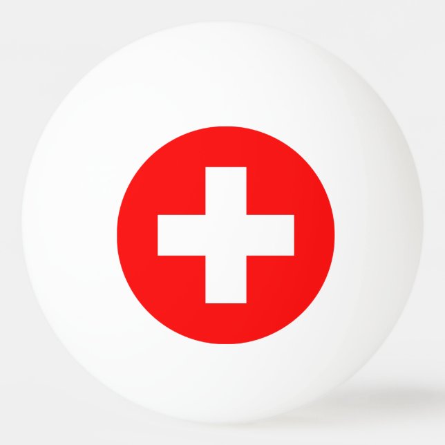 Tischtennisball mit Schweizer Flagge (Rückseite)