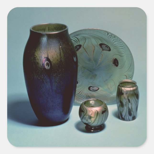 Tischtennisplatte und Vasen Quadratischer Aufkleber (Vorderseite)