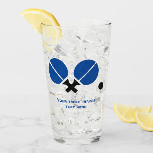 Tischtennisschläger und Ball aus schwarzem, blauem Glas