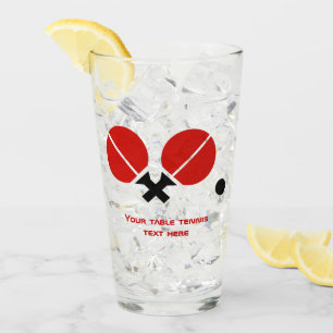 Tischtennisschläger und Ball in Schwarz, Rot Glas