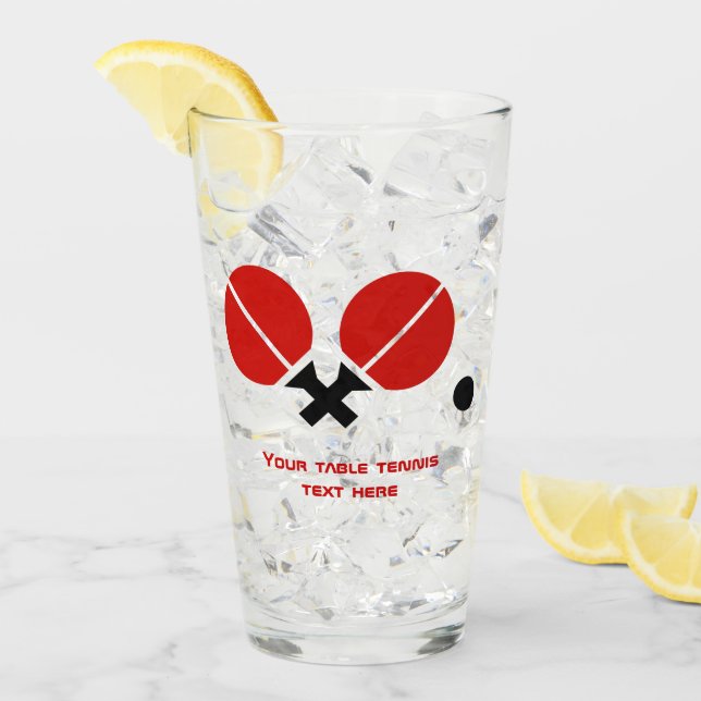 Tischtennisschläger und Ball in Schwarz, Rot Glas (Vorderseite Ice)