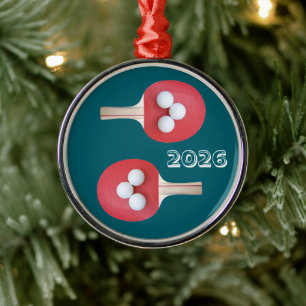Tischtennisschläger und Bälle Ornament Aus Metall