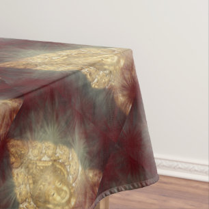 Tischtrainer Goldbuddha in dunkelrot Tischdecke