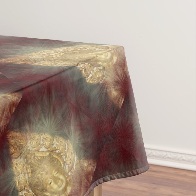 Tischtrainer Goldbuddha in dunkelrot Tischdecke (Beispiel)