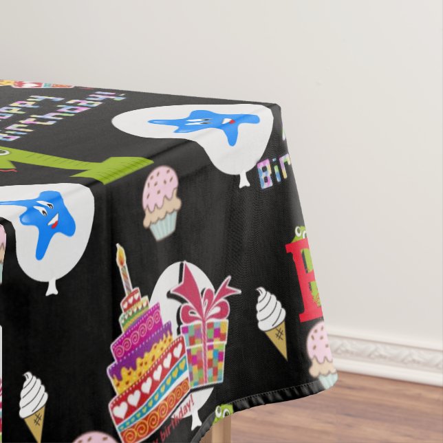 Tischtuch, glücklich erster Geburtstag, #1 schwarz Tischdecke (Beispiel)