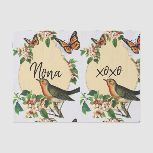 Tissue Bird Vintag Seidenpapier (Vorderseite)