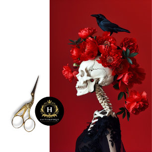 Tissue for Decoupage, roter Floral Skeleton Seidenpapier