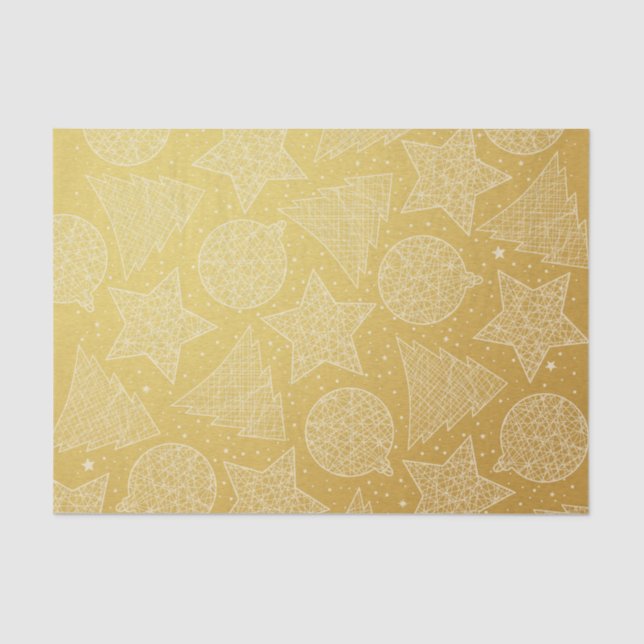 Tissue (Gold und weiße Weihnachtsmuster) Seidenpapier (Vorderseite)