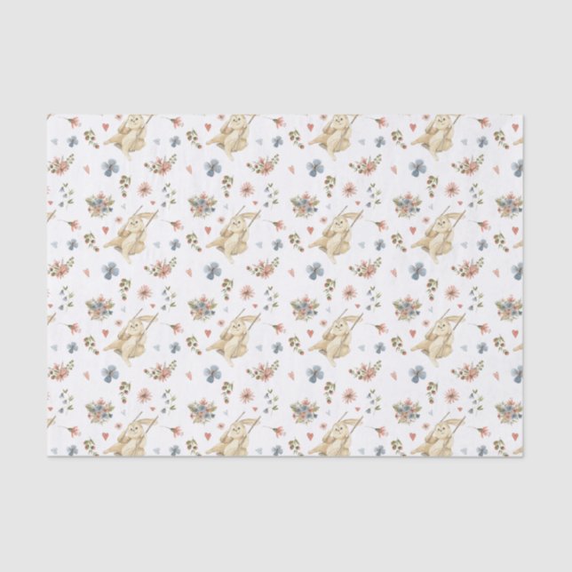 Tissue Paper (25 cm x 38 cm) - Rabbit Pattern Seidenpapier (Vorderseite)