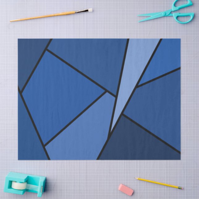 Tissue Paper abstrakt Blue Polygons Seidenpapier (Basteln)