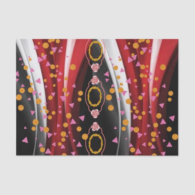 Tissue Paper Abstrakt Red Schwarz-weiß Seidenpapier (Vorderseite)