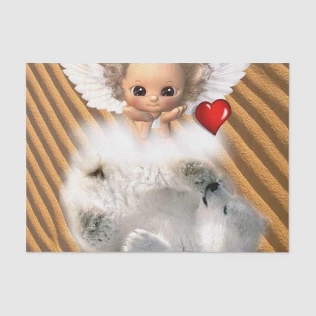 Tissue Paper Angel Polar Bear Seidenpapier (Vorderseite)