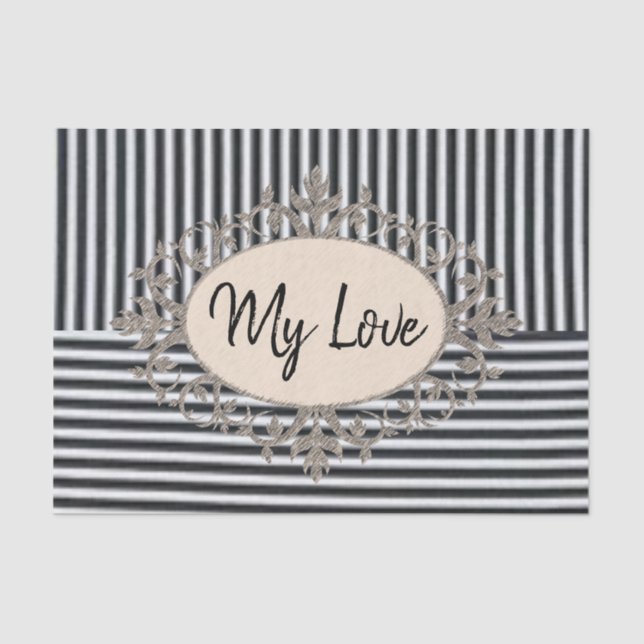 Tissue Paper Beach Black Stripes Seidenpapier (Vorderseite)