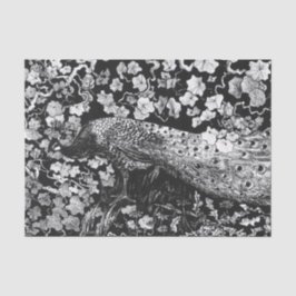 Tissue Paper BLACK AND WHITE PEACOCK Seidenpapier