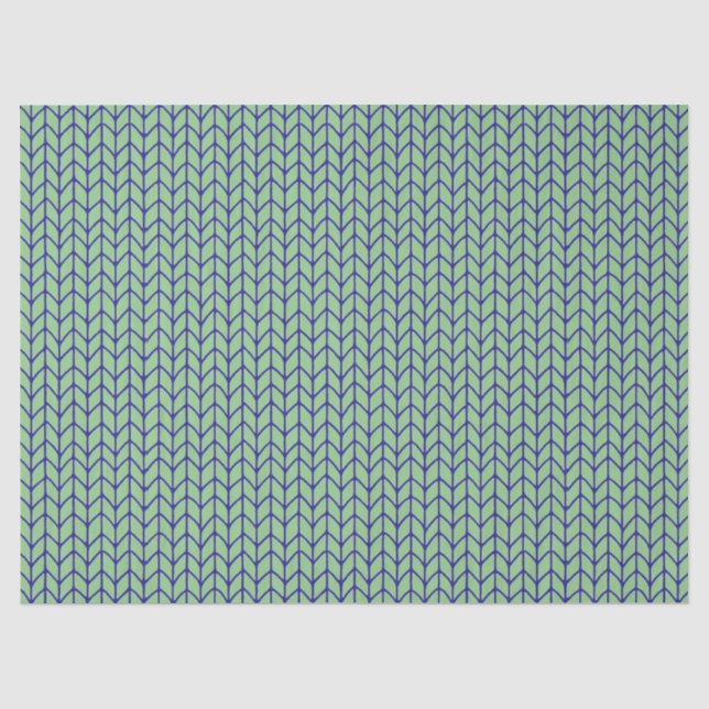 Tissue Paper BLAUE GREEN STRICK Seidenpapier (Vorderseite)