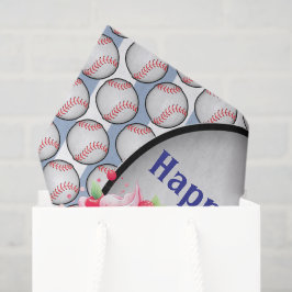 Tissue Paper Blue Baseball Happy Birthday  Seidenpapier