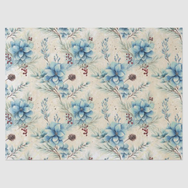 Tissue Paper Blue Christmas Blume Seidenpapier (Vorderseite)