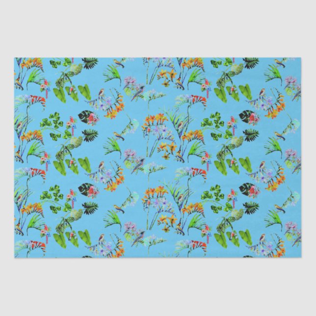 Tissue Paper Blue Tropical Paradise Seidenpapier (Vorderseite)