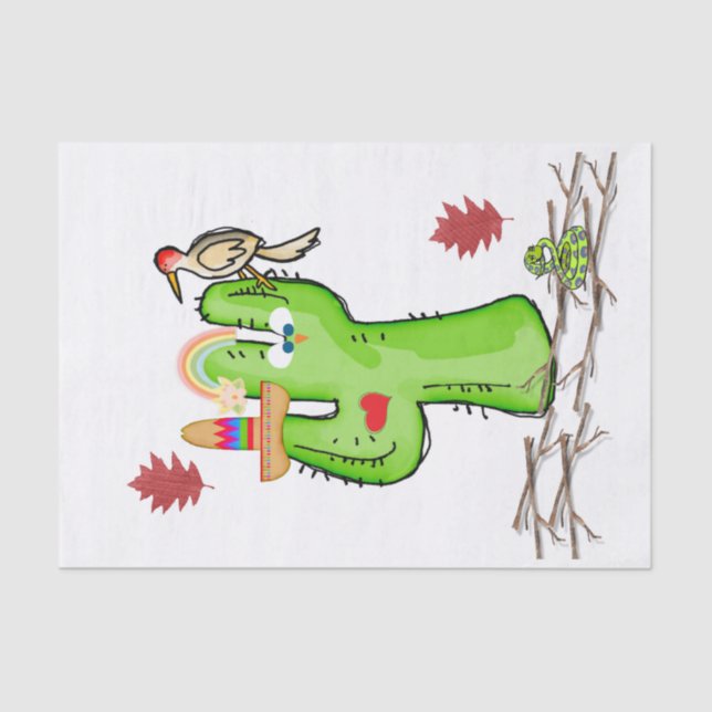 Tissue Paper Cactus Bird Seidenpapier (Vorderseite)