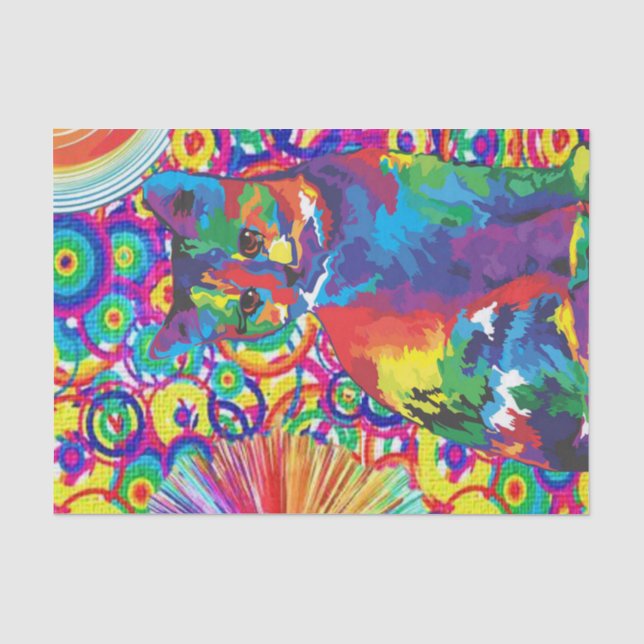 Tissue Paper Colorful Forward Cat Seidenpapier (Vorderseite)
