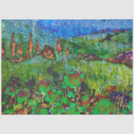 Tissue Paper Decoupage Van Gogh Style Landscape Seidenpapier