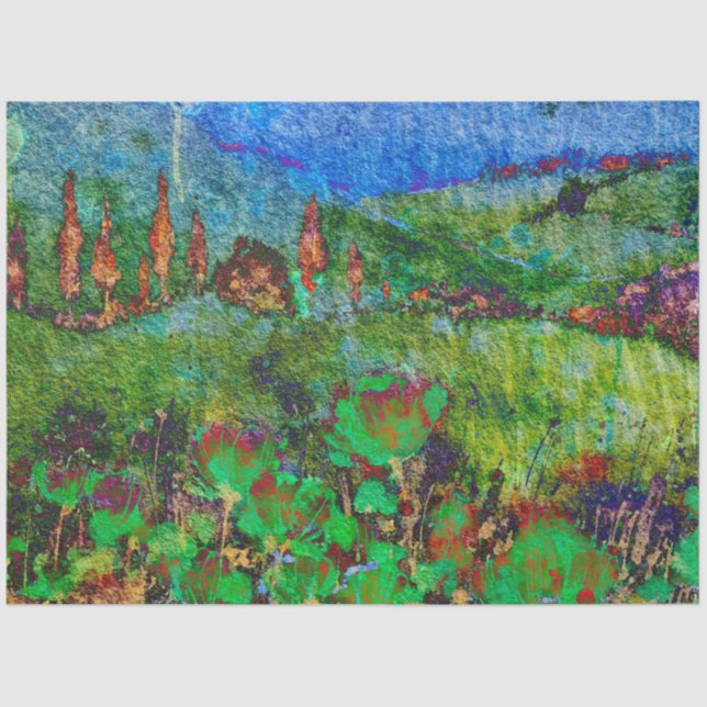 Tissue Paper Decoupage Van Gogh Style Landscape Seidenpapier (Vorderseite)