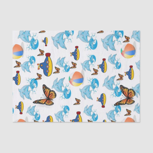 Tissue Paper Dolphin Butterfly Seidenpapier (Vorderseite)