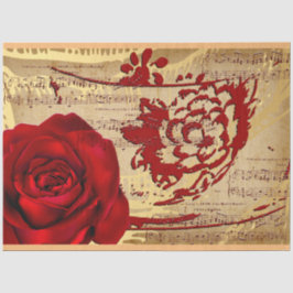 Tissue Paper "Elegante Vintag Music Rote Rose" Seidenpapier