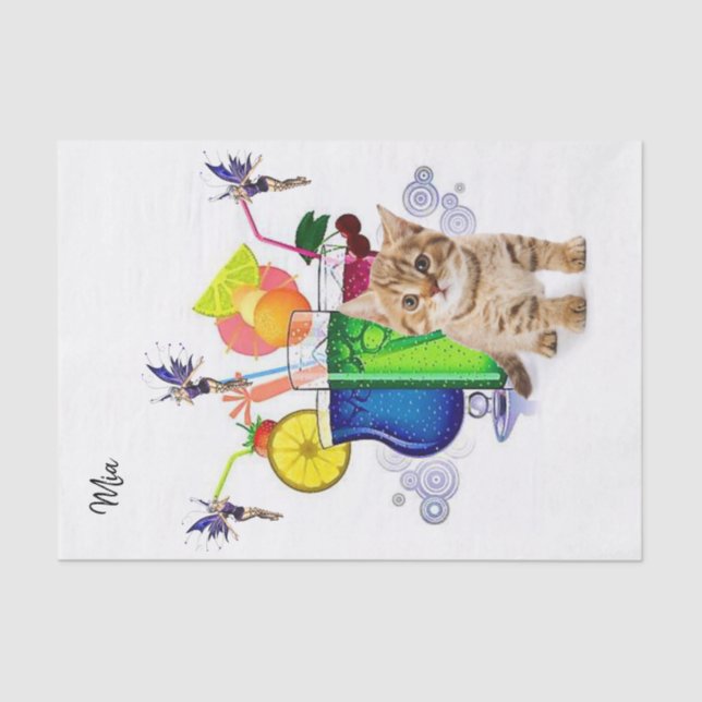 Tissue Paper Fairy Kitten Drinks Seidenpapier (Vorderseite)