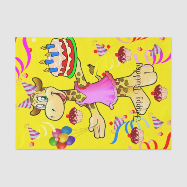Tissue Paper Giraffe Happy Birthday Seidenpapier (Vorderseite)