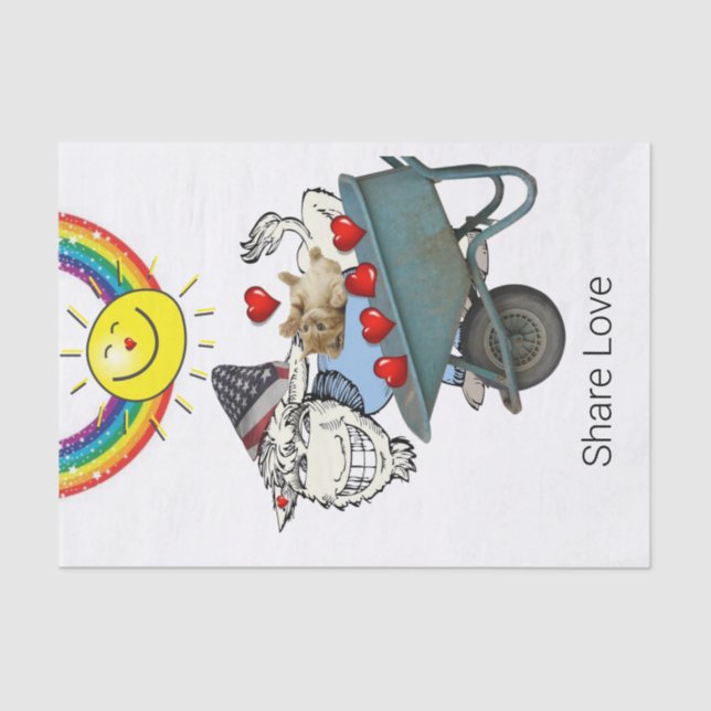 Tissue Paper Goat Kitten Red Hearts Share Liebe Seidenpapier (Vorderseite)