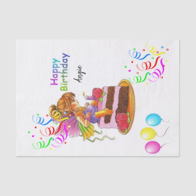 Tissue Paper Happy Birthday Fairy Seidenpapier (Vorderseite)