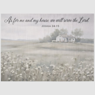 Tissue Paper - Joshua 24:15 - House White Flowers Seidenpapier