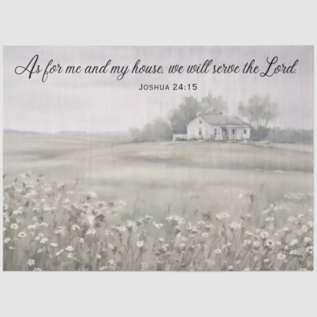 Tissue Paper - Joshua 24:15 - House White Flowers Seidenpapier (Vorderseite)