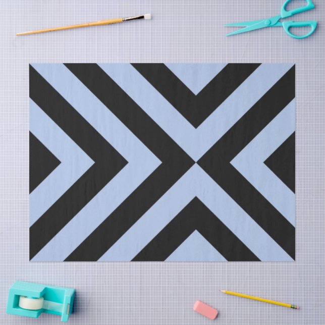 Tissue Paper Light Blue and Black Chevrons Seidenpapier (Basteln)