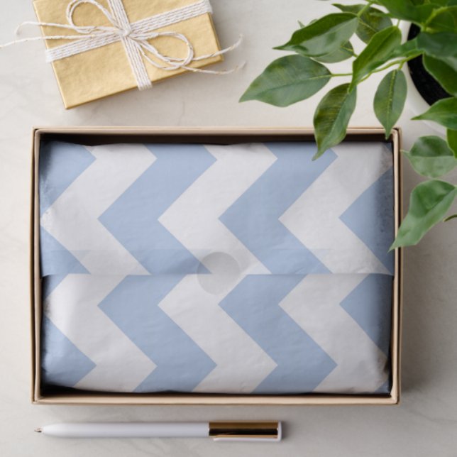 Tissue Paper Light Blue and White Zigzag Seidenpapier (Geschenk)
