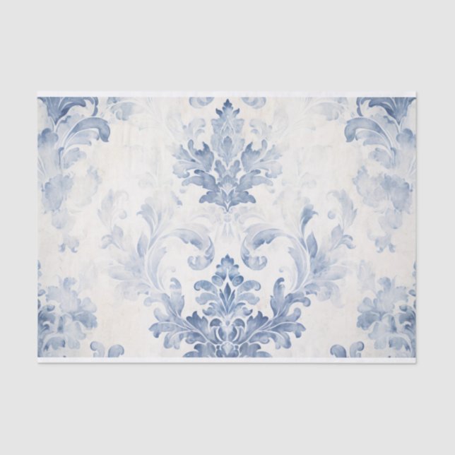 Tissue Paper Light Blue Damask Seidenpapier (Vorderseite)
