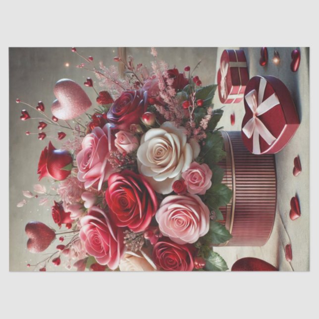 Tissue Paper of Beautiful Rosen Floral Valentines' Seidenpapier (Vorderseite)