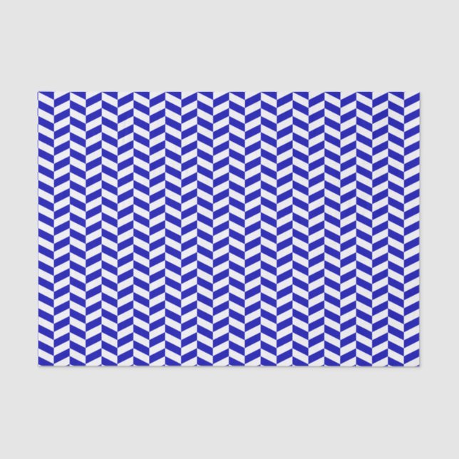 Tissue Paper of Royal Blue and White Herringbone Seidenpapier (Vorderseite)