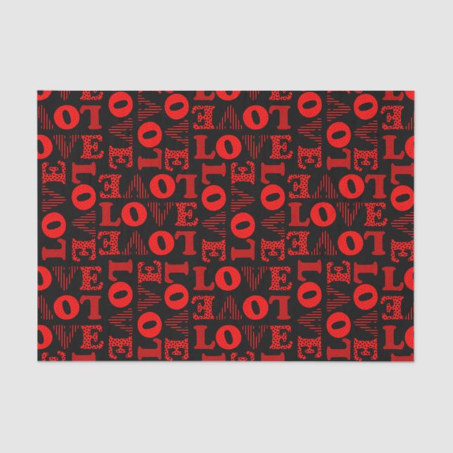 Tissue Paper (rote und schwarze LIEBE) Seidenpapier (Vorderseite)