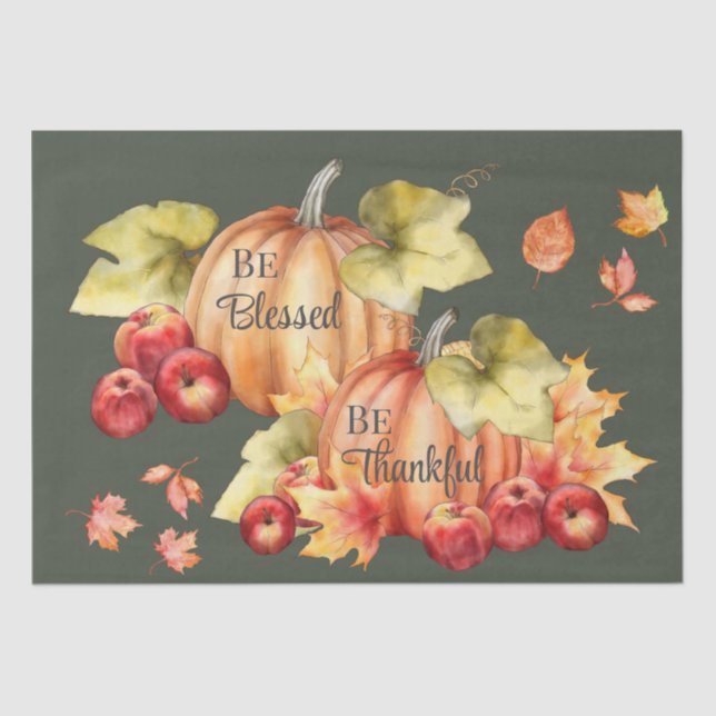 Tissue Paper Set 2 Grün dankbar; gesegnet Seidenpapier (Vorderseite)