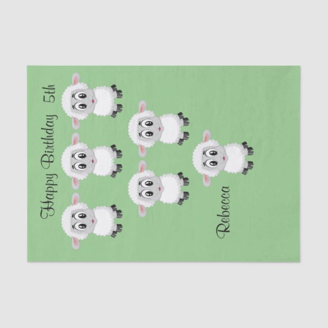 Tissue Paper Sheep Happy Birthday 5. Seidenpapier (Vorderseite)